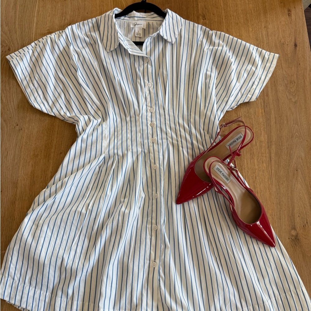 Striped White and Blue Dress